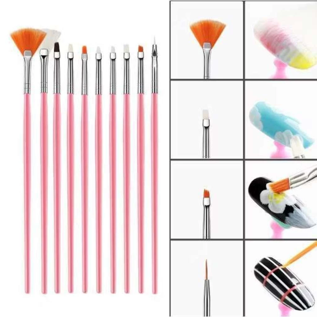 Kit Com 15 Pincéis Para Decoração De Unhas - Nail Art