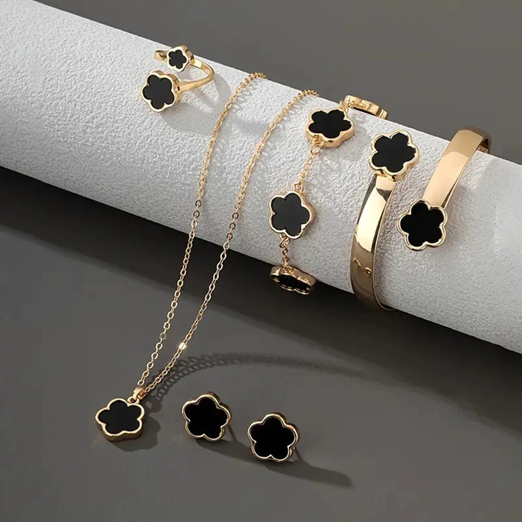 Conjunto de colar de cinco flores coreano 5 peças