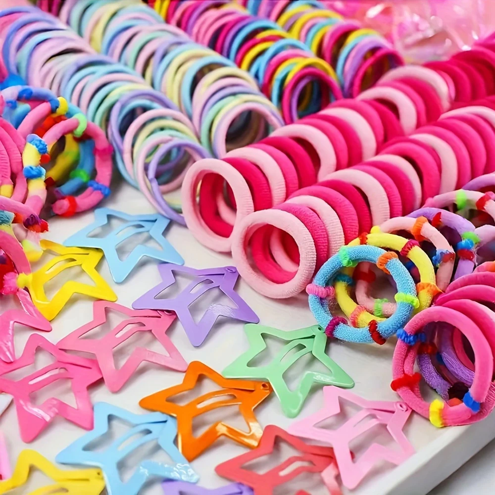 Conjunto com 875pcs de elásticos de cabelo coloridos misto