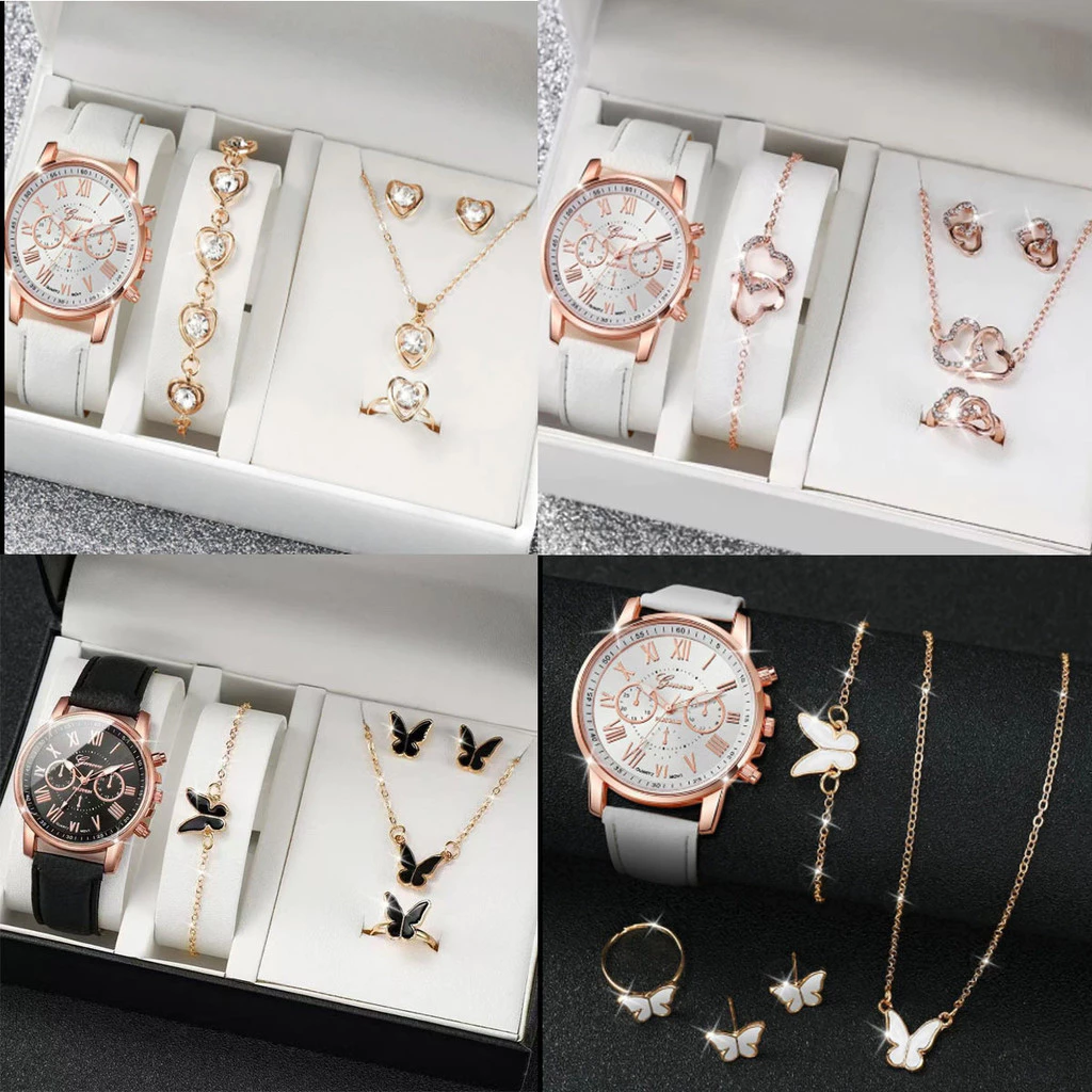Conjunto relógio feminino quartz e jóia