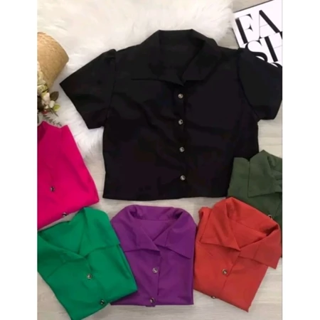 Blusa com Botão Manga Curta